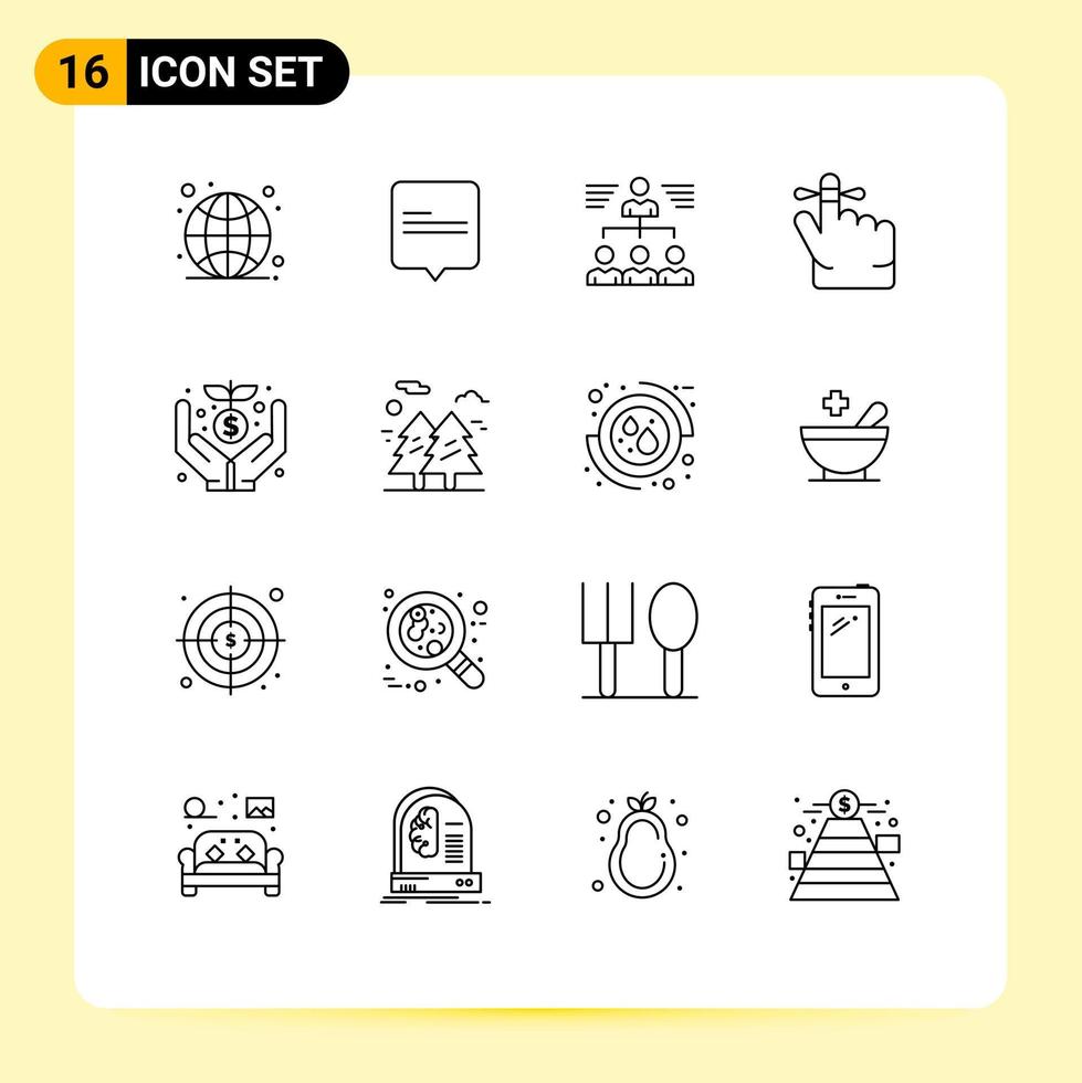 conjunto do 16 moderno ui ícones símbolos sinais para financiamento multidão equipe mente dedo editável vetor Projeto elementos