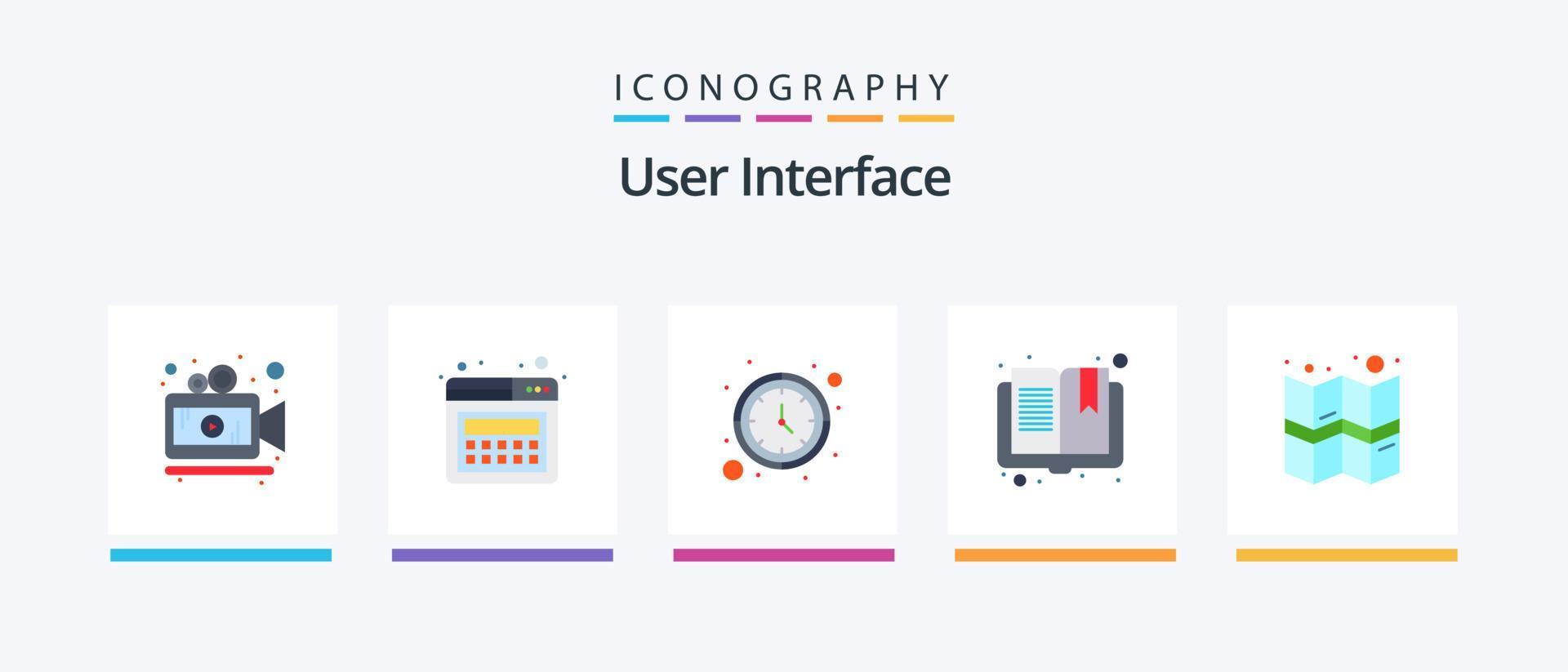 do utilizador interface plano 5 ícone pacote Incluindo . localização. parede relógio. GPS. página. criativo ícones Projeto vetor