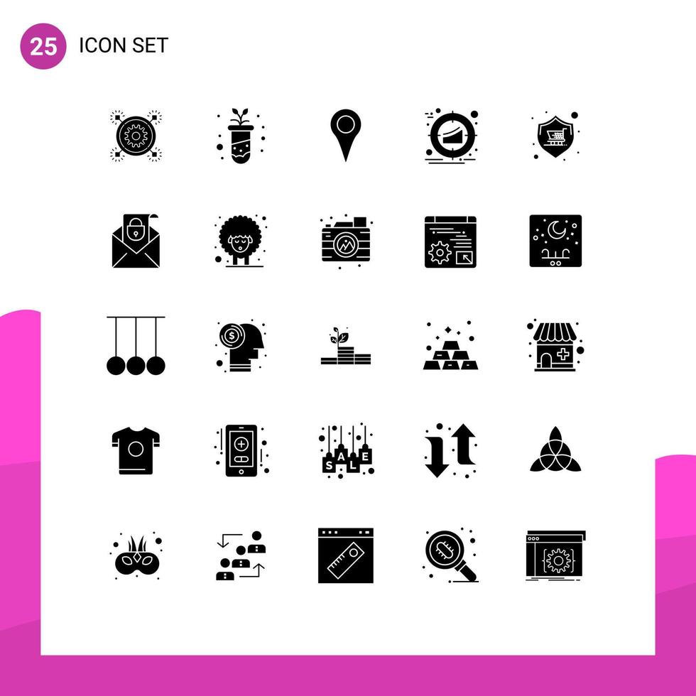 25 sólido glifo conceito para sites Móvel e apps estratégia marketing plantar gestão PIN editável vetor Projeto elementos