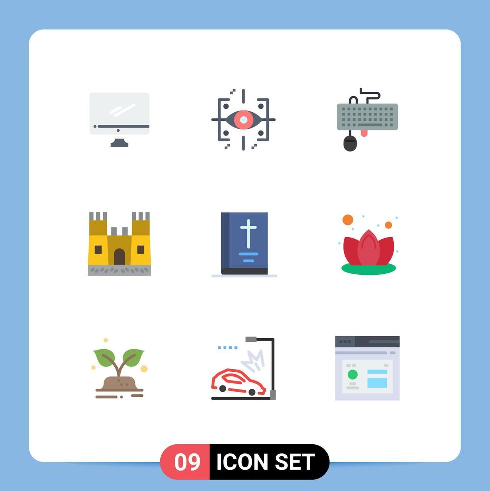 9 temático vetor plano cores e editável símbolos do Bíblia castelo gen de praia rato editável vetor Projeto elementos