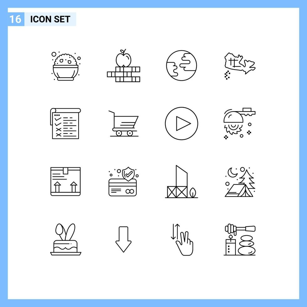 16 criativo ícones moderno sinais e símbolos do carrinho relatório globo teste localização editável vetor Projeto elementos