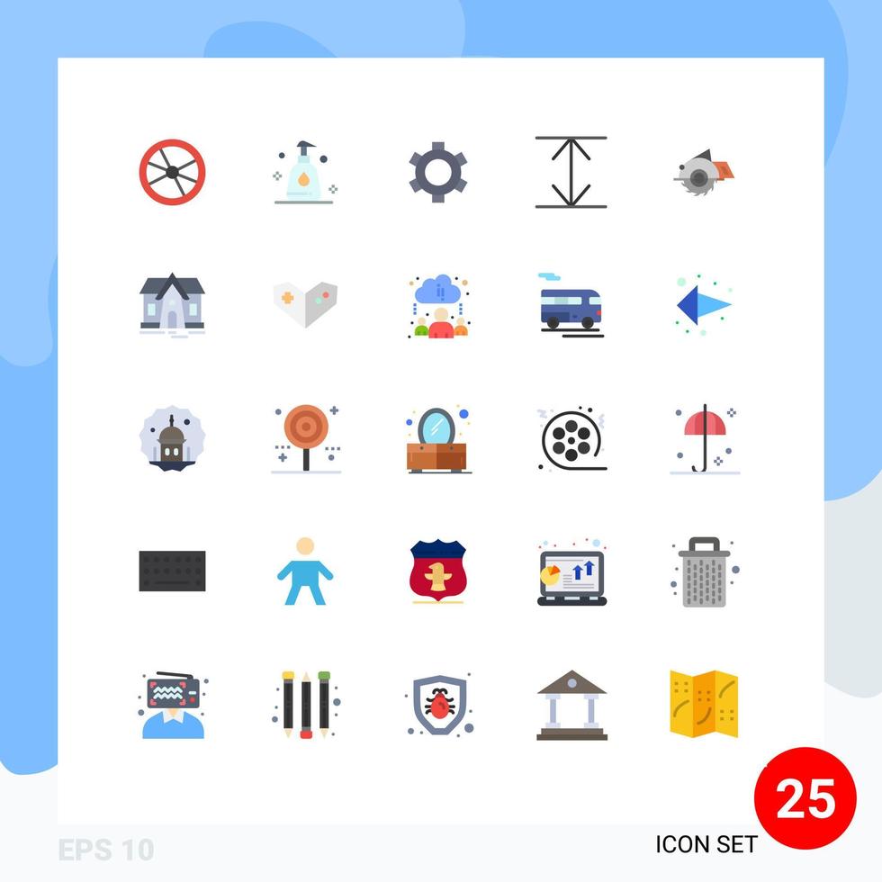 Móvel interface plano cor conjunto do 25 pictogramas do construção construção básico Serra Setas; flechas editável vetor Projeto elementos