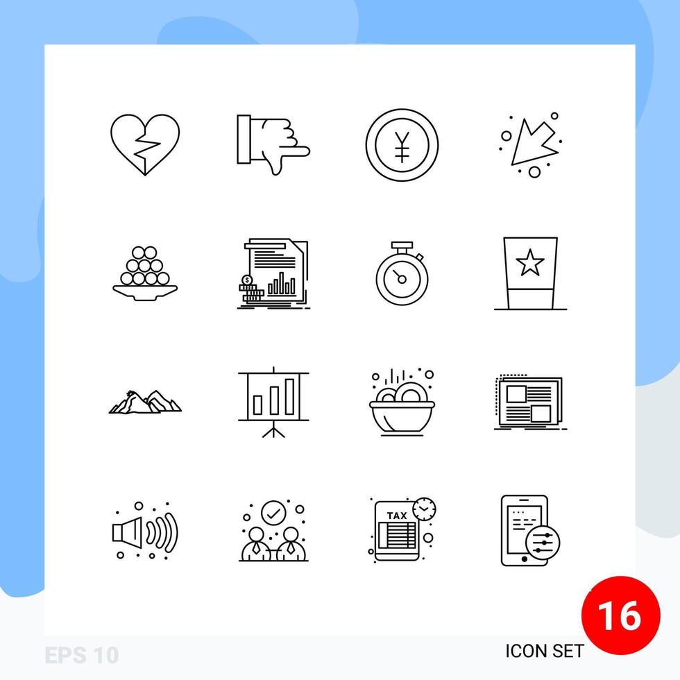 16 temático vetor esboços e editável símbolos do sobremesa tigela moeda esquerda seta editável vetor Projeto elementos