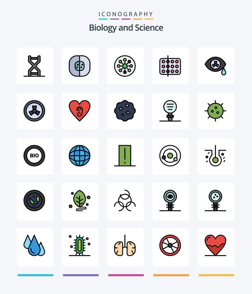 criativo biologia 25 linha preenchidas ícone pacote tal Como zumbi. mutação. química. amostra. médico vetor