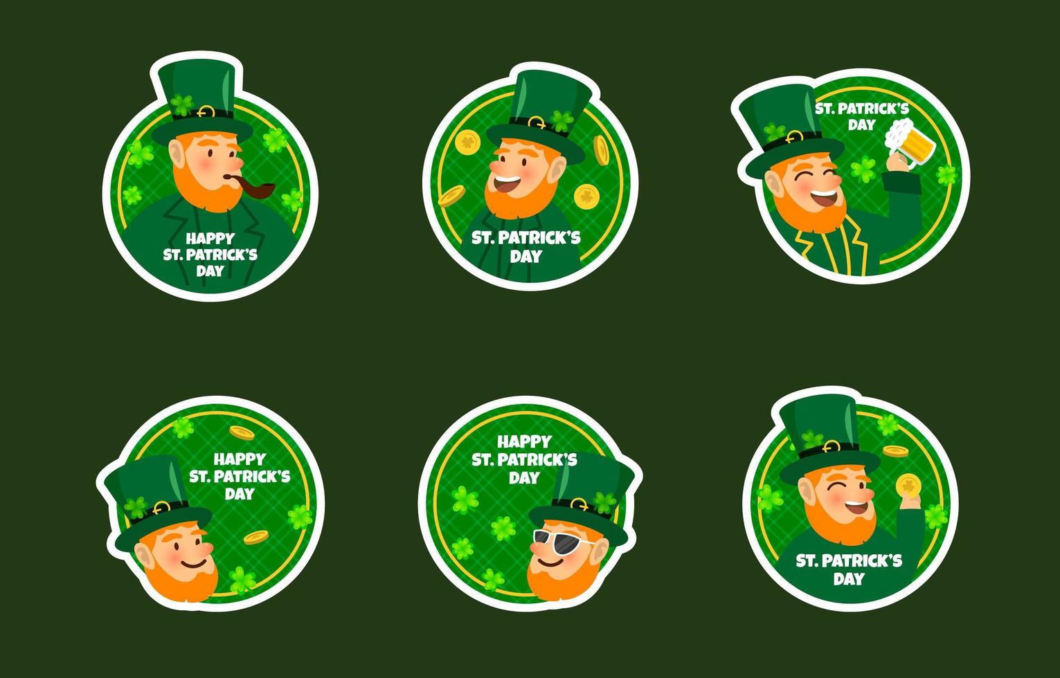 engraçado leprechaun st. coleção de adesivos do dia de patrick vetor