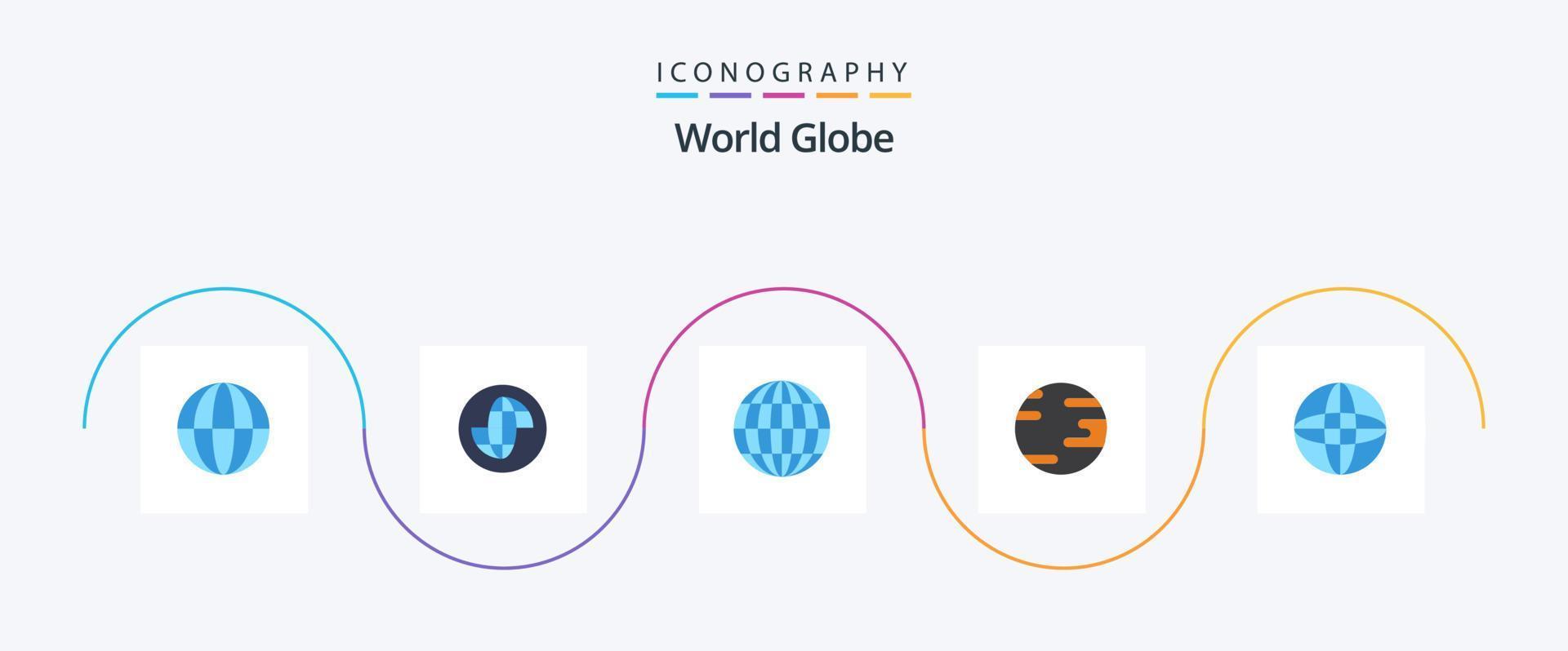 globo plano 5 ícone pacote Incluindo . globo. mundo vetor