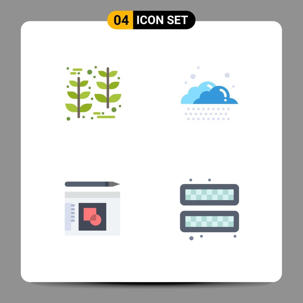 4 universal plano ícones conjunto para rede e Móvel formulários grão apresentação trigo clima frio editável vetor Projeto elementos