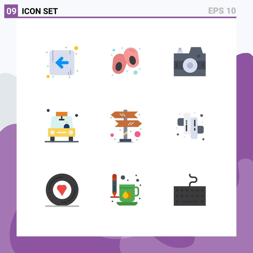 9 do utilizador interface plano cor pacote do moderno sinais e símbolos do placa instruções foto Táxi localização editável vetor Projeto elementos