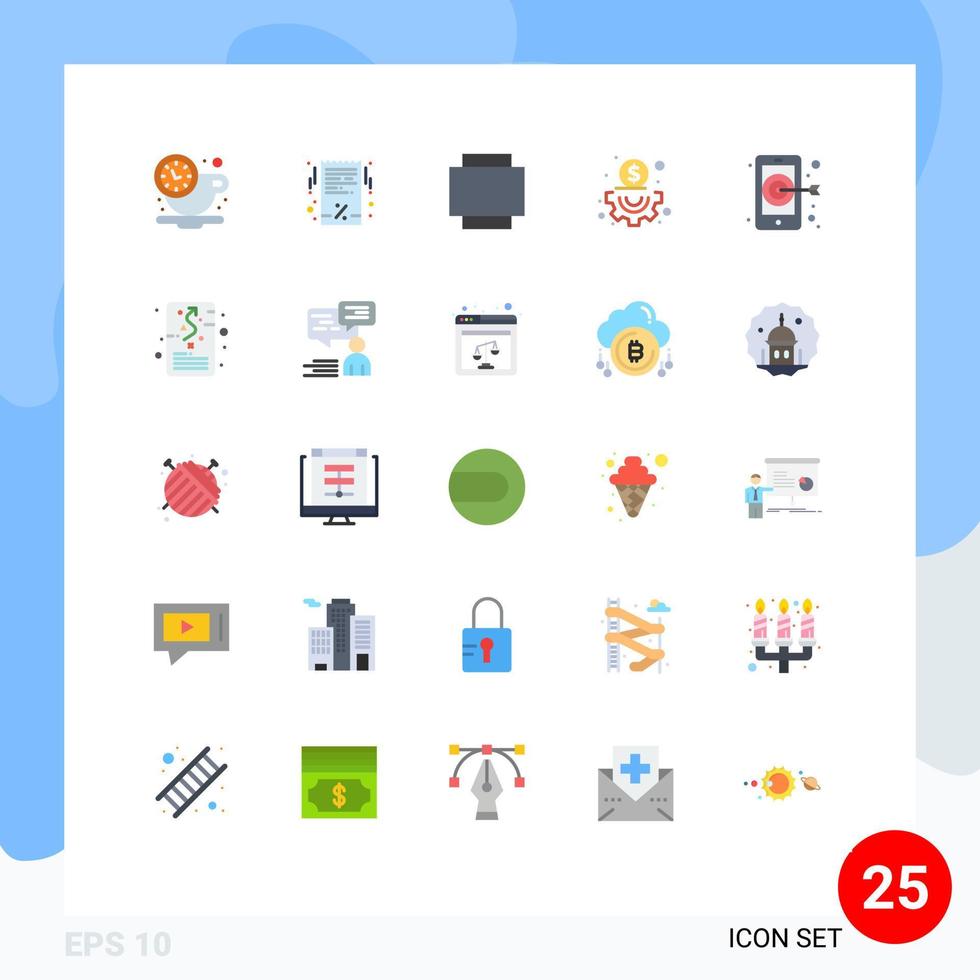 25 universal plano cor sinais símbolos do gestão Smartphone disposição alvo gestão editável vetor Projeto elementos