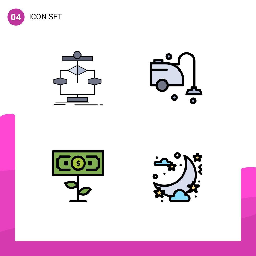 do utilizador interface pacote do 4 básico linha preenchida plano cores do algoritmo dólar diagrama limpador plantar editável vetor Projeto elementos