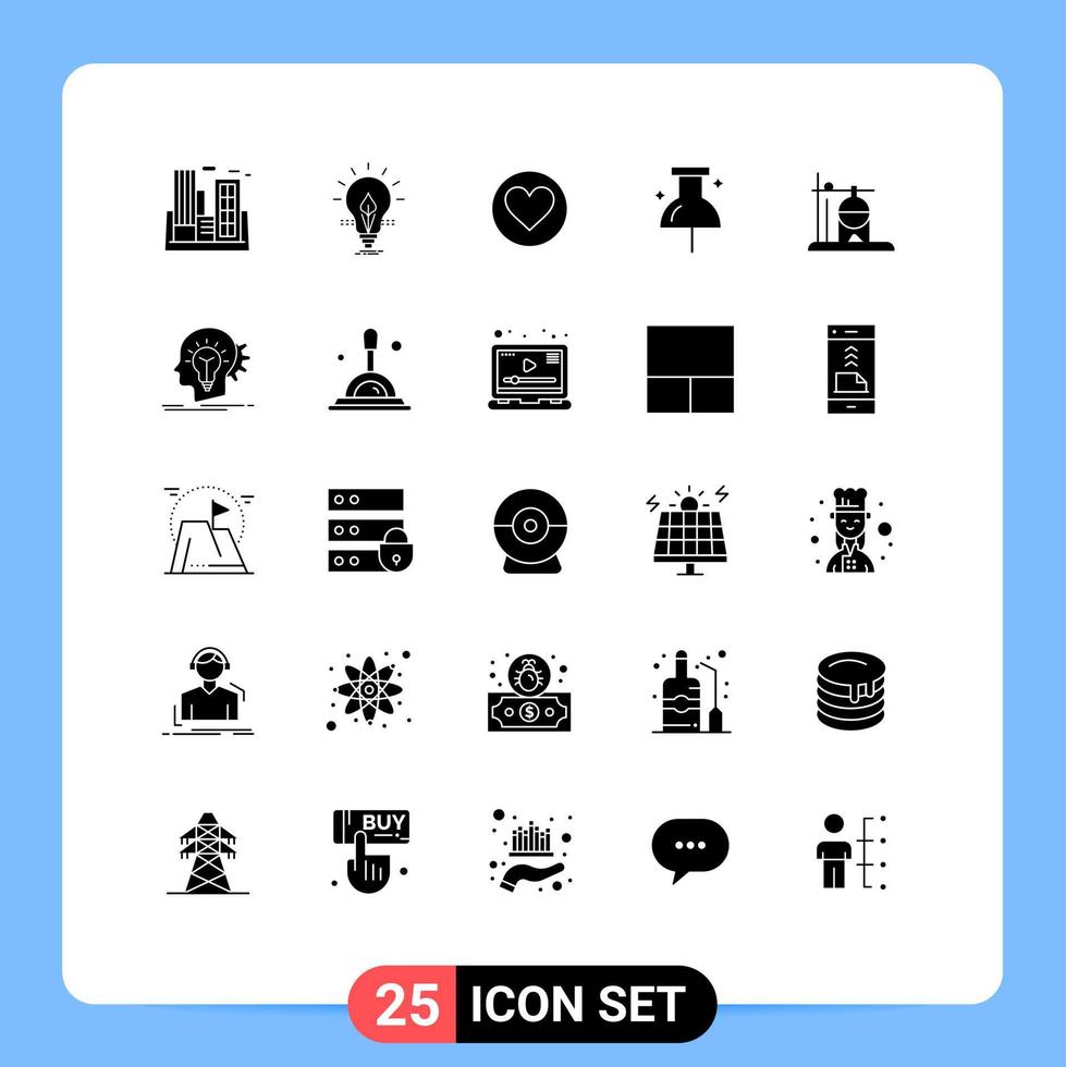 25 sólido glifo conceito para sites Móvel e apps cuidados de saúde navegação energia localização favorito editável vetor Projeto elementos
