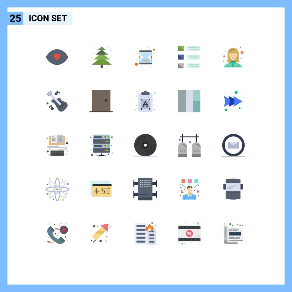 pictograma conjunto do 25 simples plano cores do caixa ui hora lista detalhe editável vetor Projeto elementos