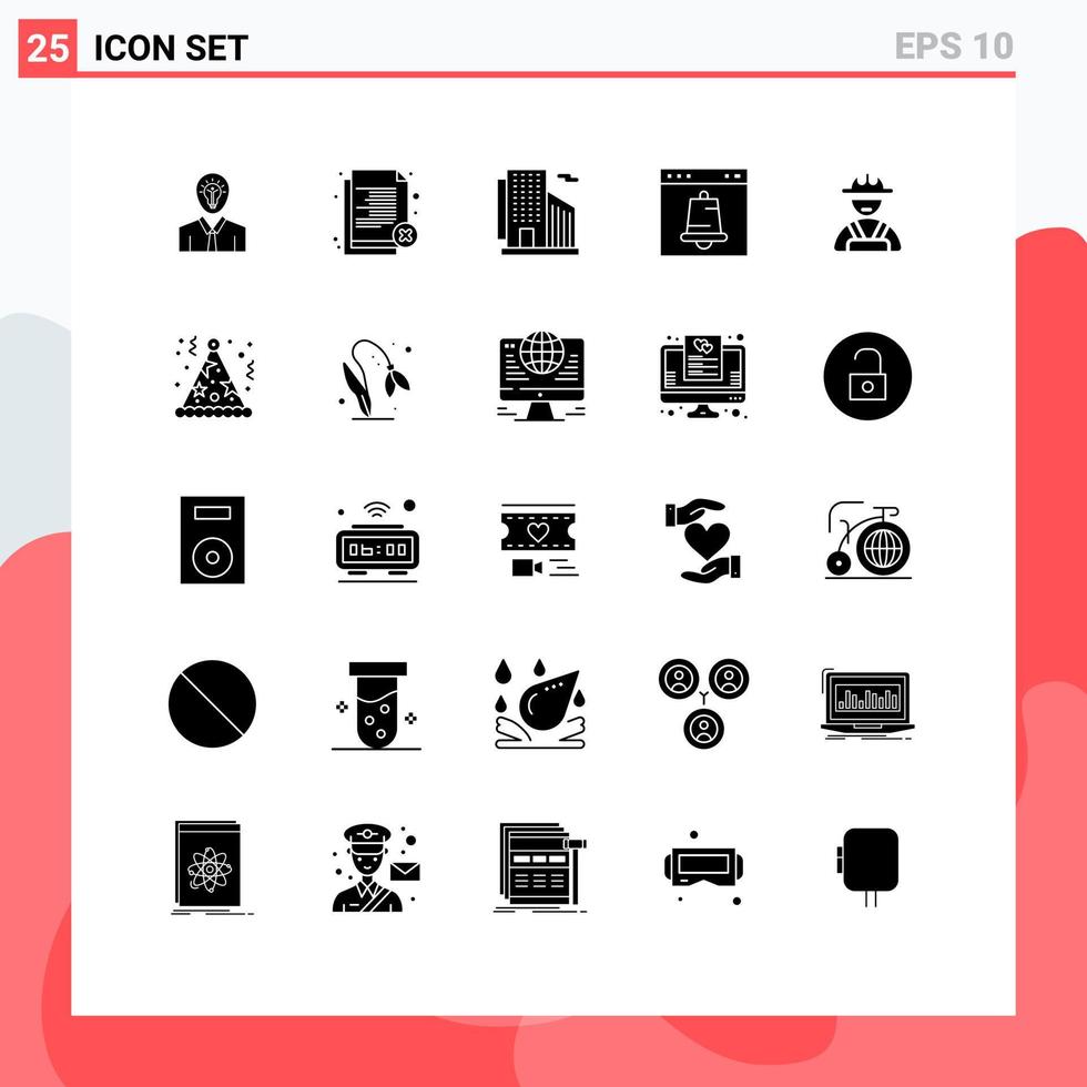 25 universal sólido glifos conjunto para rede e Móvel formulários interface alerta recrutamento alarme arranha-céu editável vetor Projeto elementos