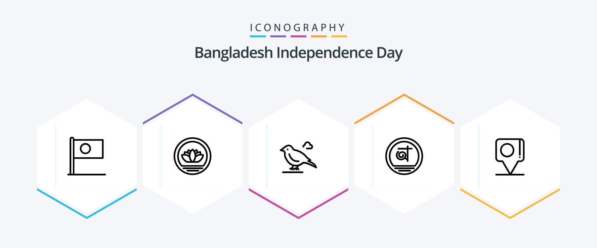 Bangladesh independência dia 25 linha ícone pacote Incluindo Bangladesh. bangladesh. moedas. Bangladesh. pardal vetor