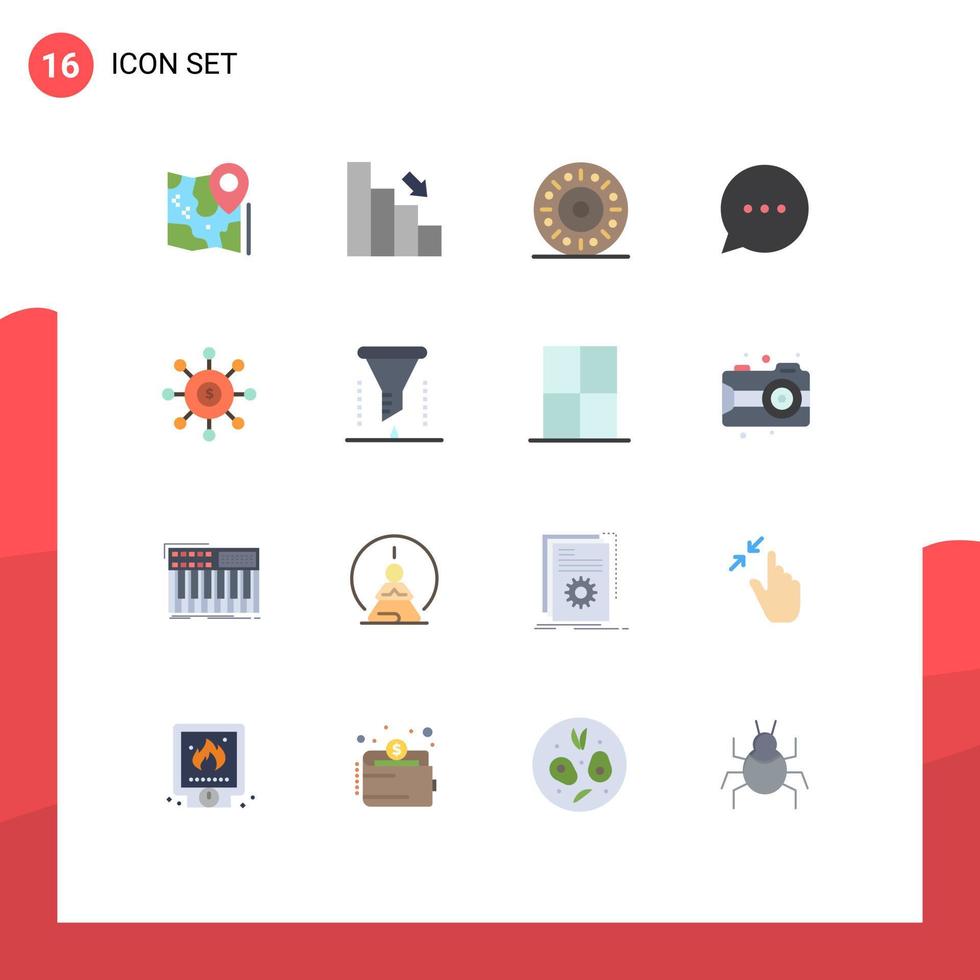 do utilizador interface pacote do 16 básico plano cores do dinheiro Comente baixa bate-papo Comida editável pacote do criativo vetor Projeto elementos