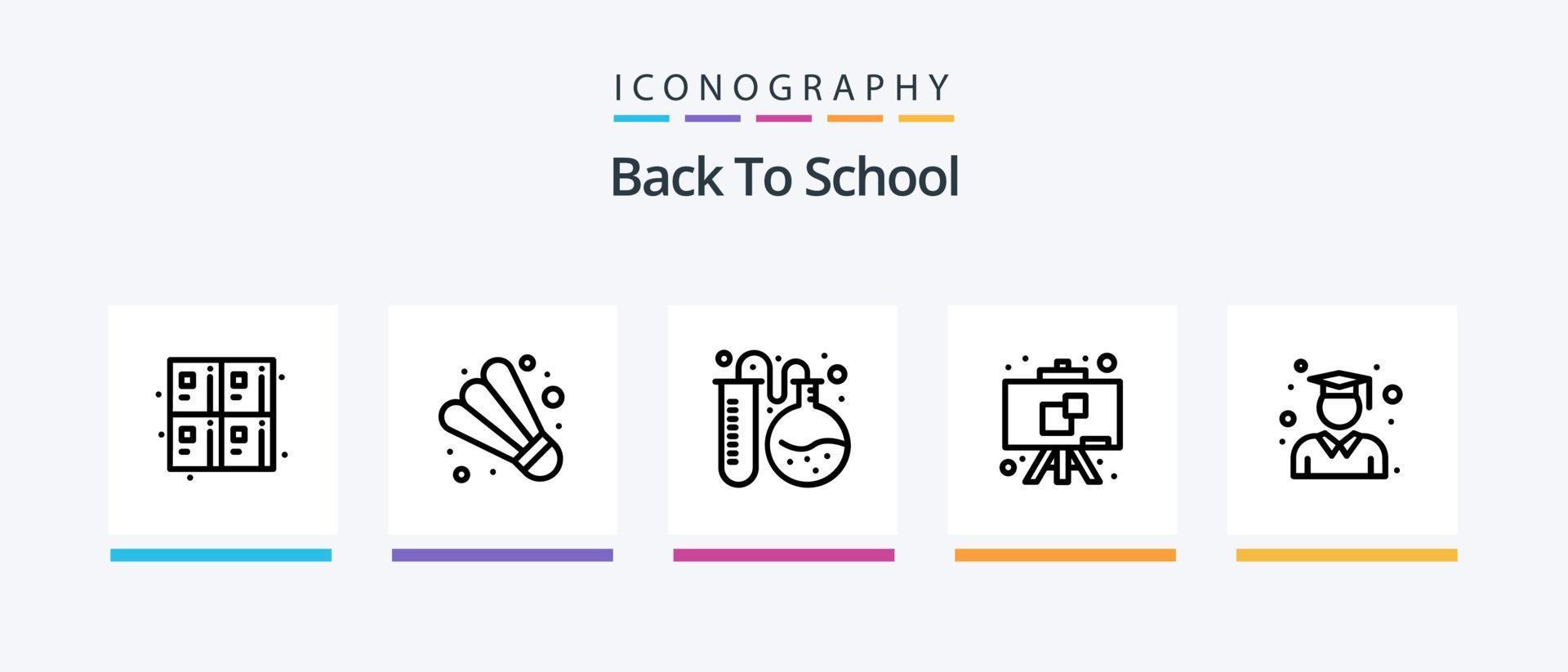 costas para escola linha 5 ícone pacote Incluindo esporte. badminton. removedor. estudar. Educação. criativo ícones Projeto vetor