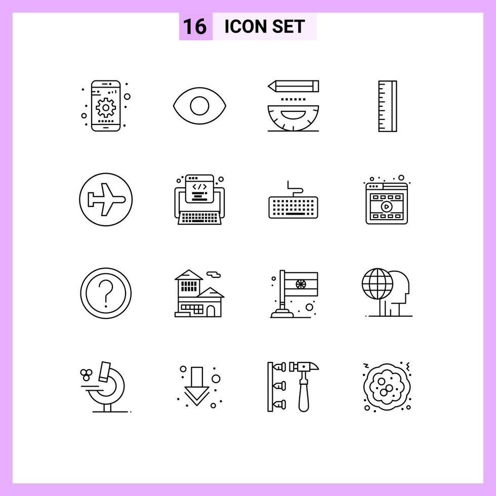 16 do utilizador interface esboço pacote do moderno sinais e símbolos do vôo avião Projeto aero avião Projeto editável vetor Projeto elementos