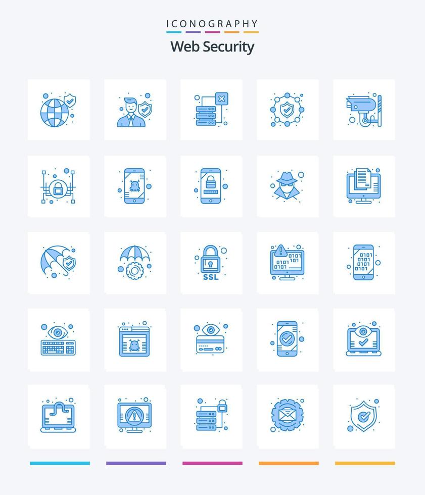criativo rede segurança 25 azul ícone pacote tal Como Câmera. proteção. proteção. rede. rede vetor