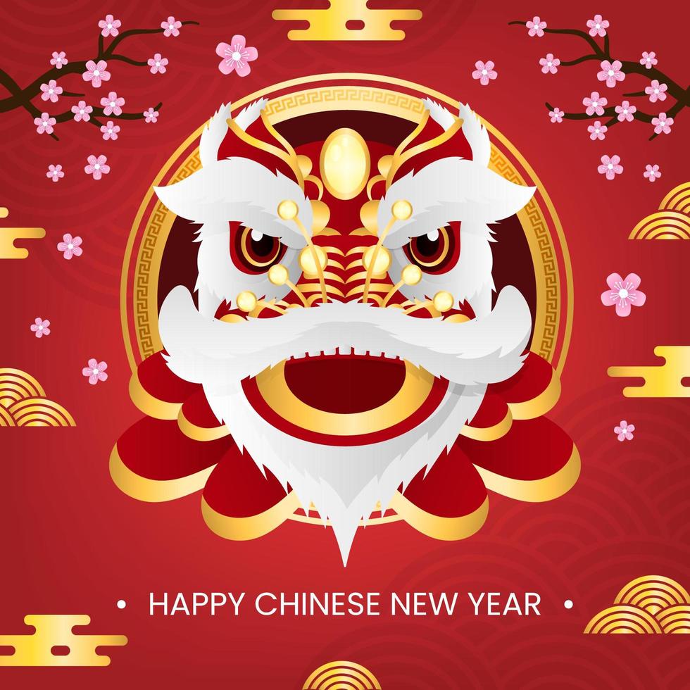 festa do ano novo chinês dança do leão vetor