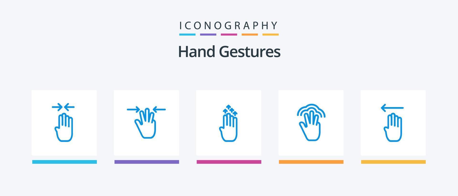 mão gestos azul 5 ícone pacote Incluindo múltiplo tocar. mão. dedo. gestos. acima. criativo ícones Projeto vetor
