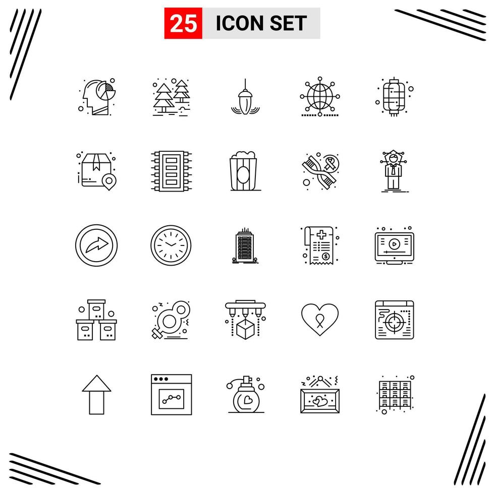 25 criativo ícones moderno sinais e símbolos do mundo rede chumbada global prumo editável vetor Projeto elementos