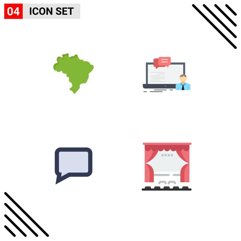 conjunto do 4 comercial plano ícones pacote para Brasil Comente Treinamento computador cortina editável vetor Projeto elementos