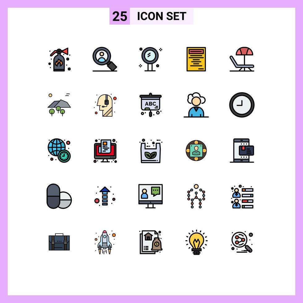 conjunto do 25 moderno ui ícones símbolos sinais para panorama verão interior de praia Educação editável vetor Projeto elementos