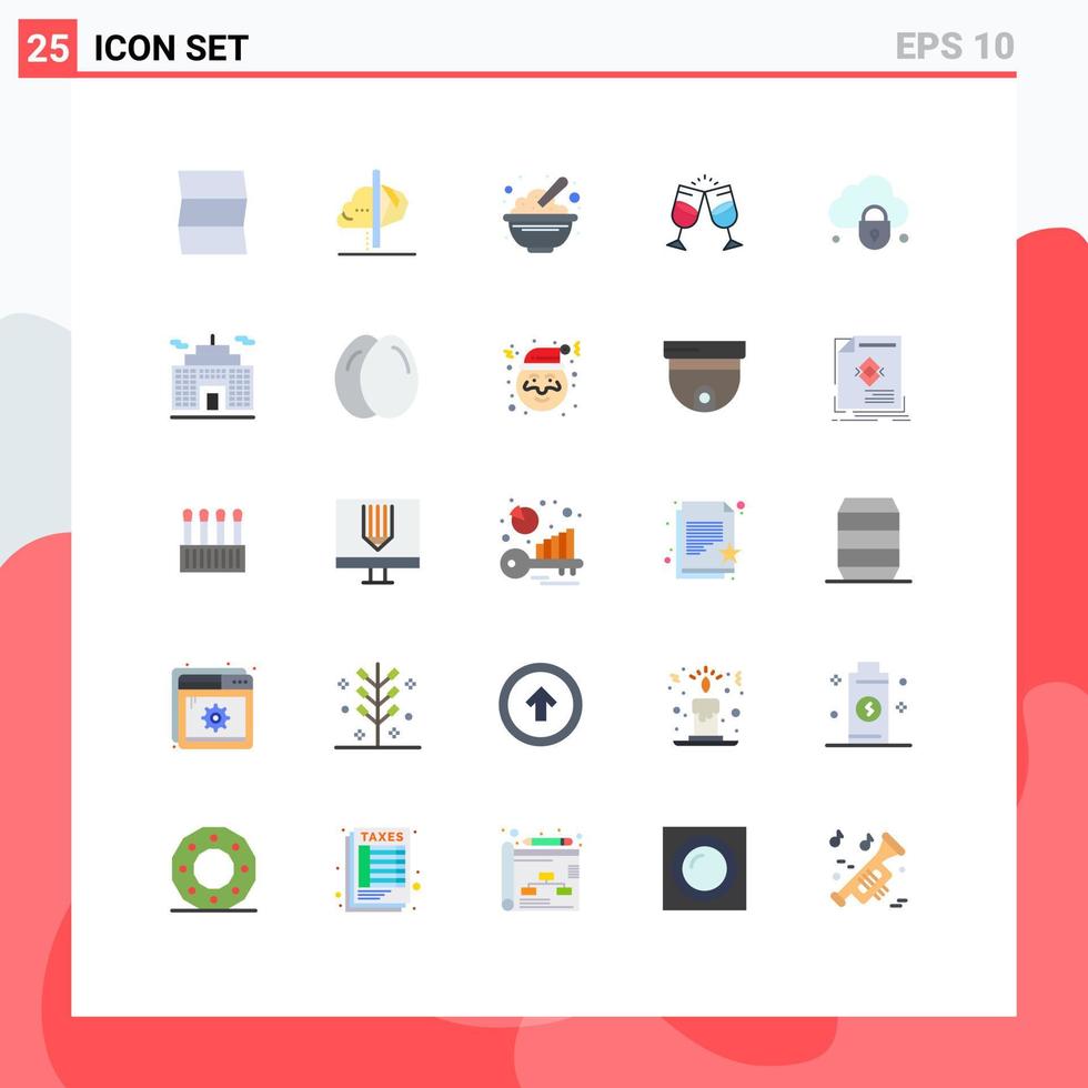 pacote do 25 moderno plano cores sinais e símbolos para rede impressão meios de comunicação tal Como casal suco tigela alcohal amendoim editável vetor Projeto elementos