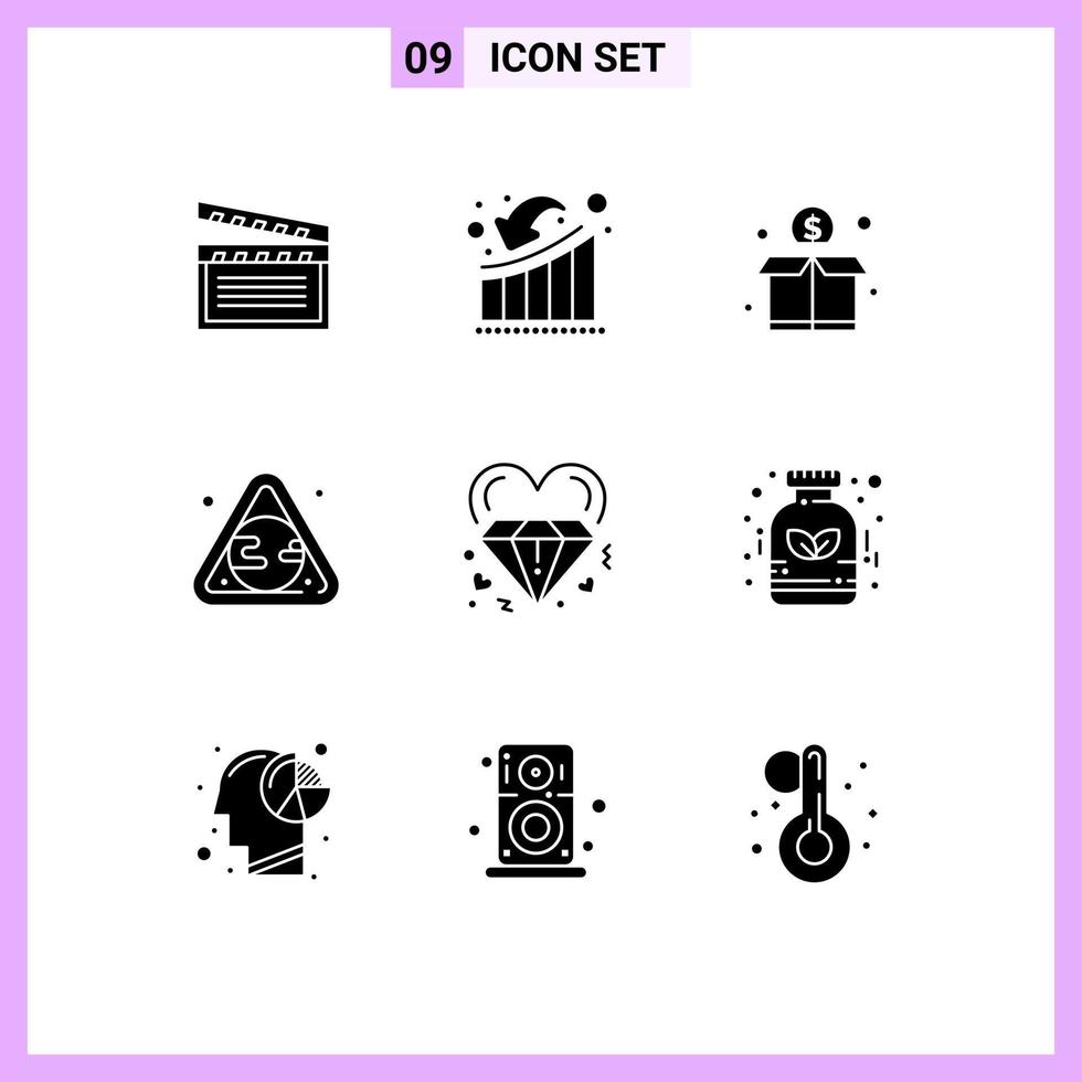 conjunto do 9 moderno ui ícones símbolos sinais para diamante poluição perda gás dinheiro editável vetor Projeto elementos
