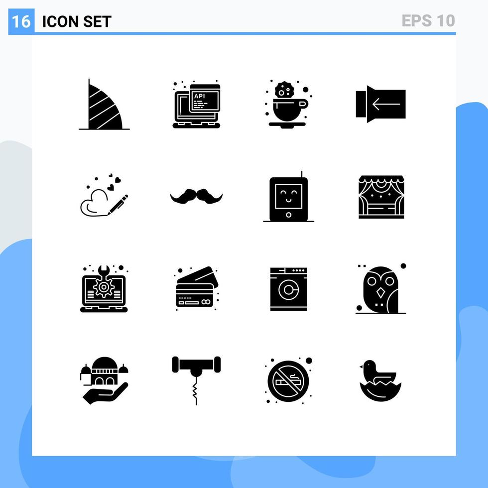 16 criativo ícones moderno sinais e símbolos do amor toque programação deslizar beber editável vetor Projeto elementos