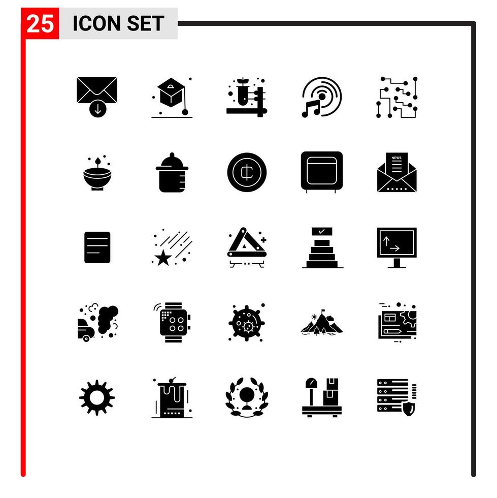 do utilizador interface pacote do 25 básico sólido glifos do Ciência eletrônicos ervas teste circuitos multimídia editável vetor Projeto elementos