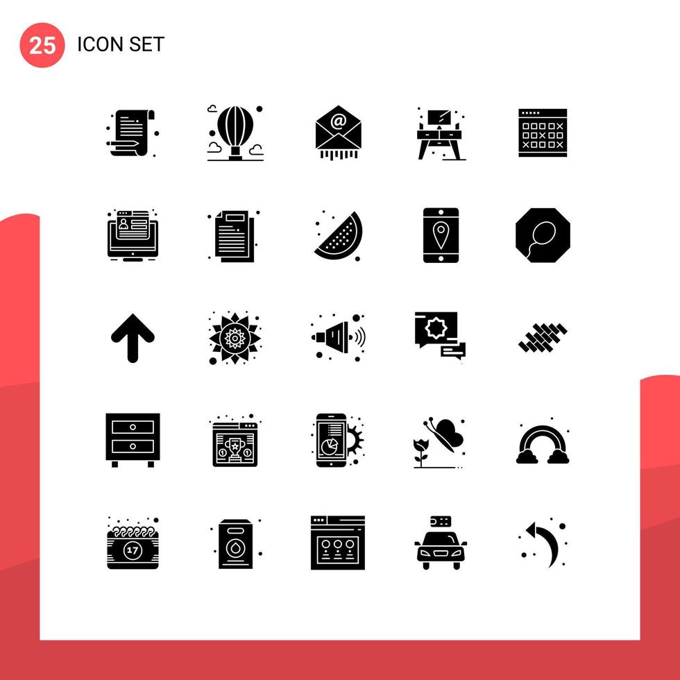 do utilizador interface pacote do 25 básico sólido glifos do calendário tela céu vivo o negócio editável vetor Projeto elementos