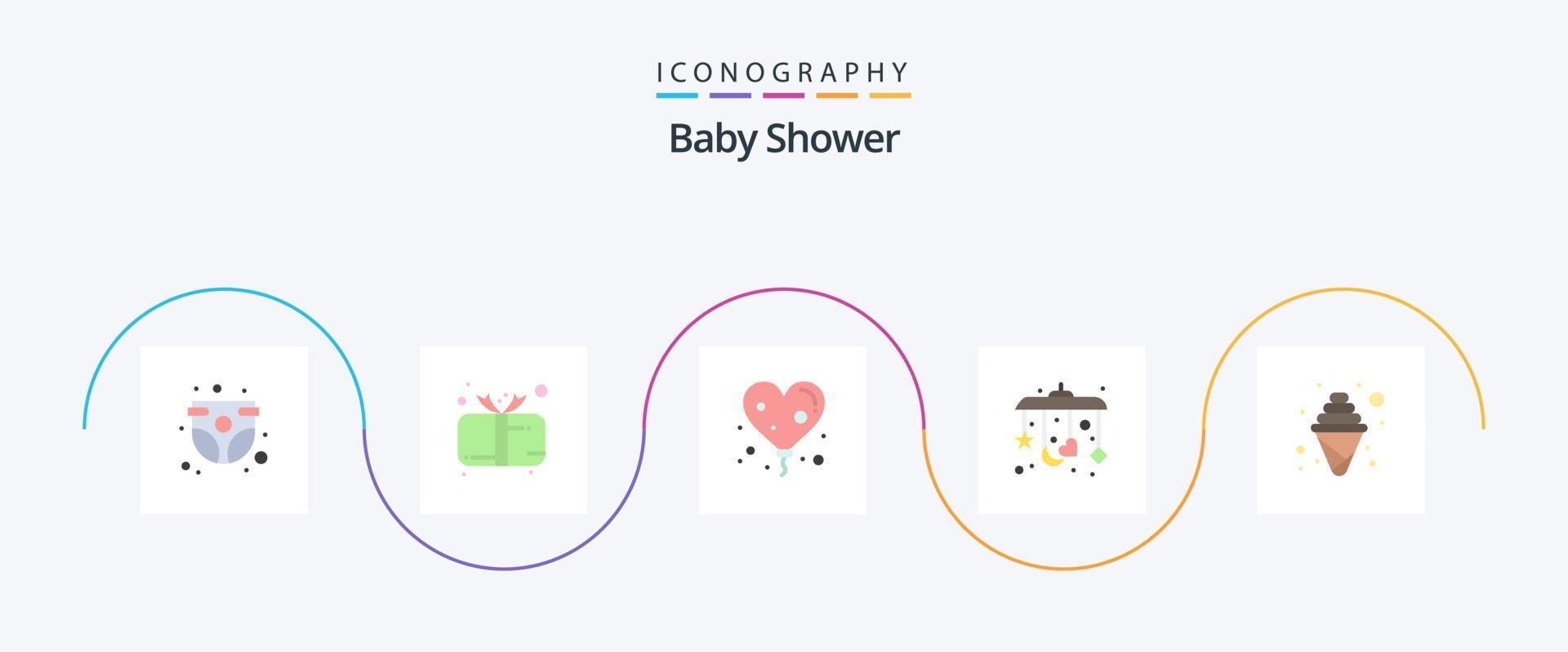 bebê chuveiro plano 5 ícone pacote Incluindo creme. dormir. bonitinho. móvel. amor vetor