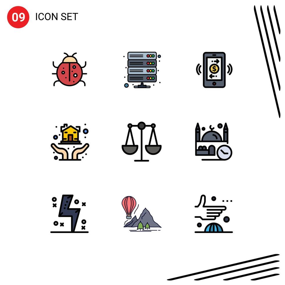 conjunto do 9 moderno ui ícones símbolos sinais para proteção mãos casa empréstimo armazenamento mão Internet do coisas editável vetor Projeto elementos