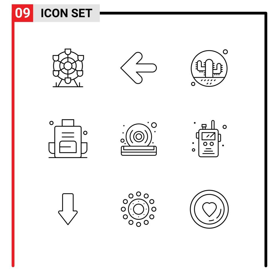 9 criativo ícones moderno sinais e símbolos do escola saco saco cacto mochilão cactos editável vetor Projeto elementos