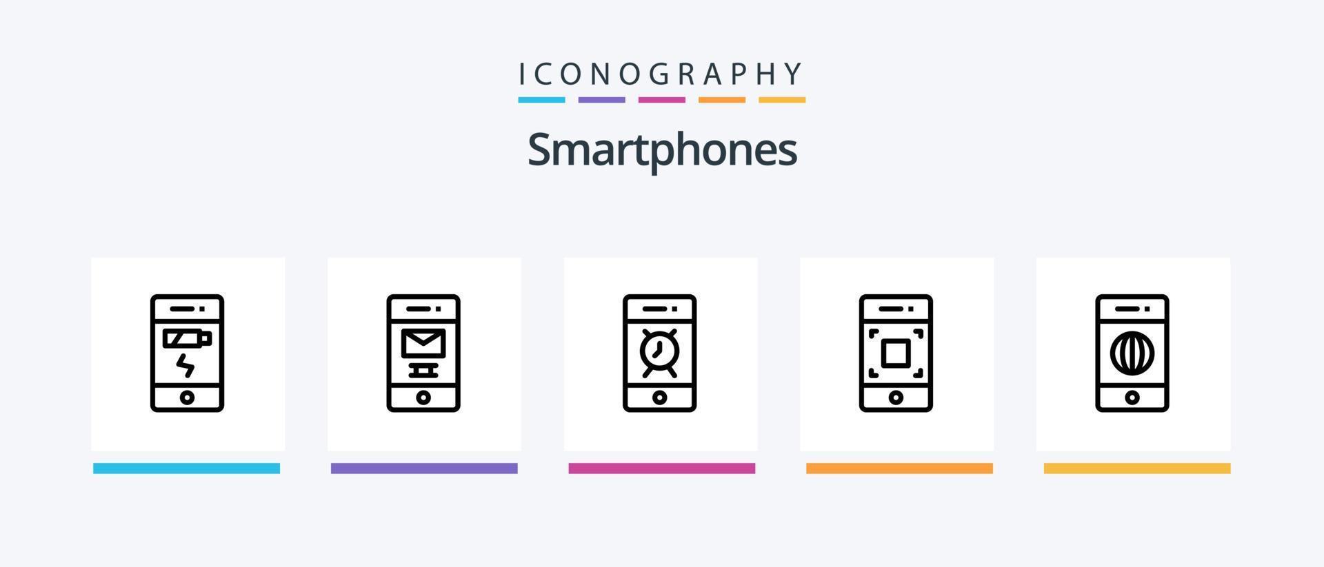 smartphones linha 5 ícone pacote Incluindo acesso. aviso. rede. sinalização. palestrante. criativo ícones Projeto vetor