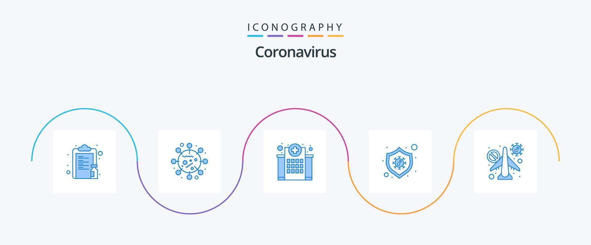 coronavírus azul 5 ícone pacote Incluindo vírus. segurança. vírus. proteção. médico vetor