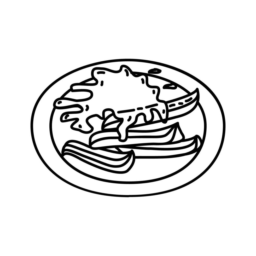 ícone de churros. doodle desenhado à mão ou estilo de contorno vetor