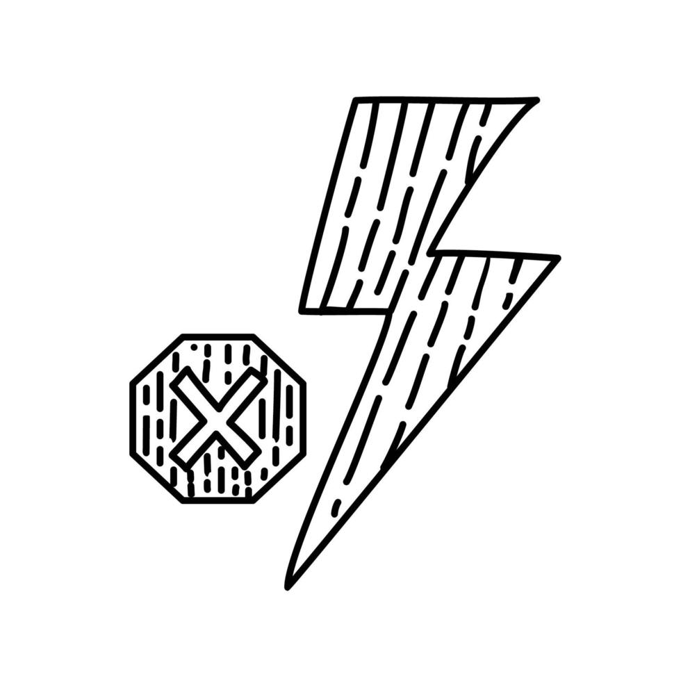 ícone de flash desligado. doodle desenhado à mão ou estilo de ícone de contorno preto vetor