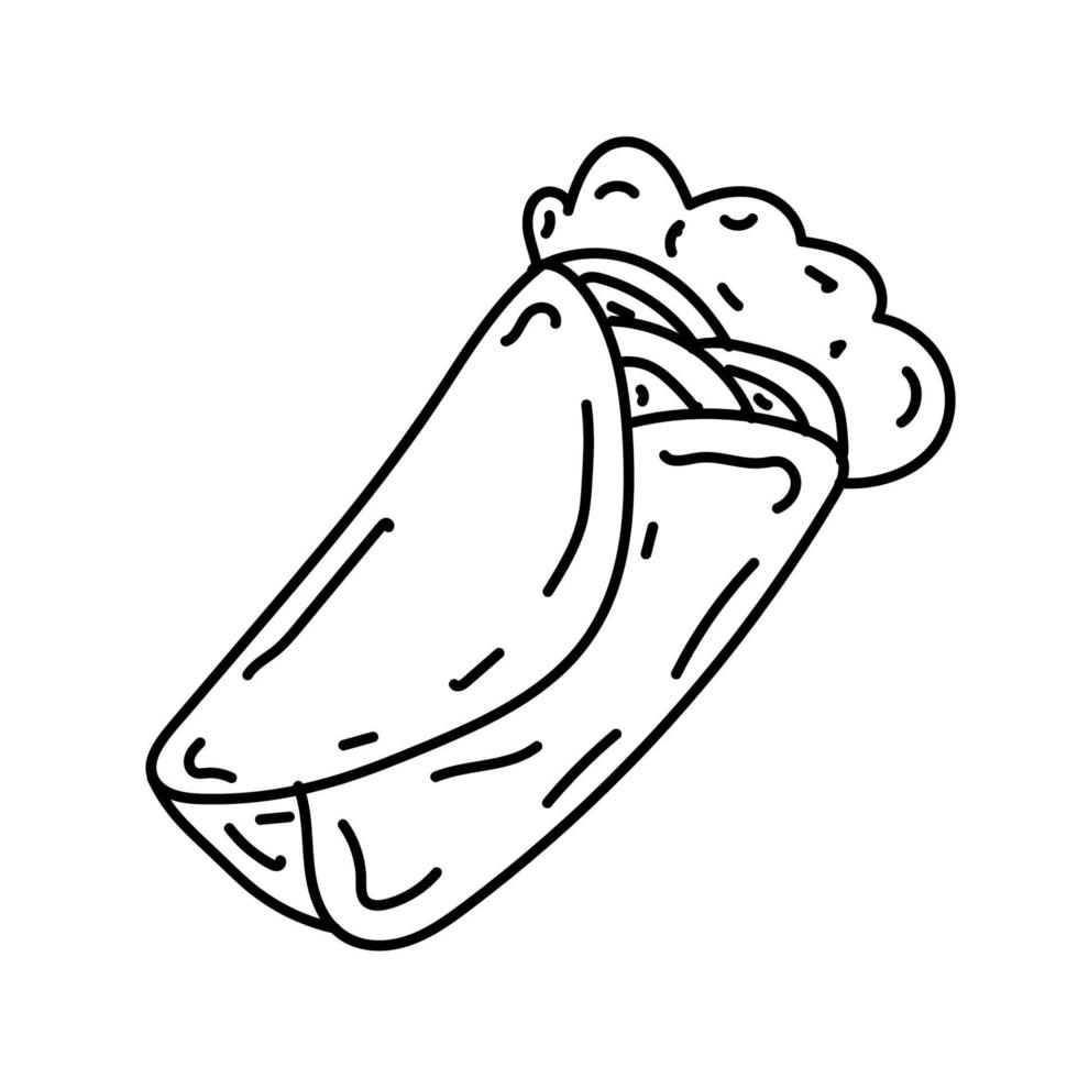 ícone de burrito. doodle desenhado à mão ou estilo de ícone de contorno preto vetor