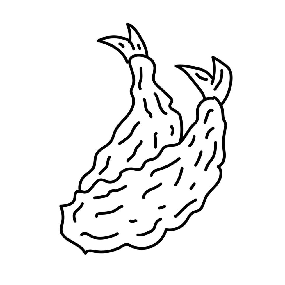 ícone de tempura. doodle desenhado à mão ou estilo de ícone de contorno preto vetor