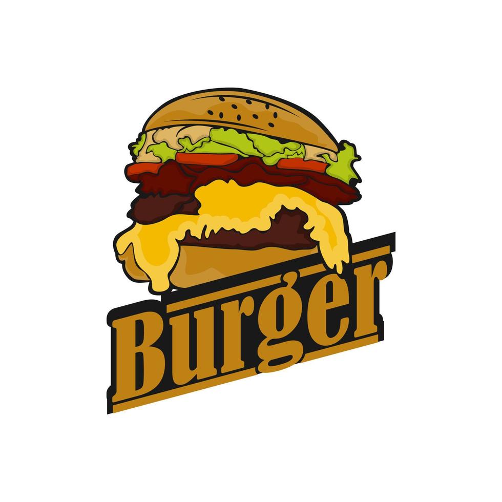 rótulo de hambúrguer vintage de vetor. ilustração de fast-food monocromática desenhada à mão. ótimo para elemento de logotipo, pôster, ícone, adesivo ou rótulo. vetor