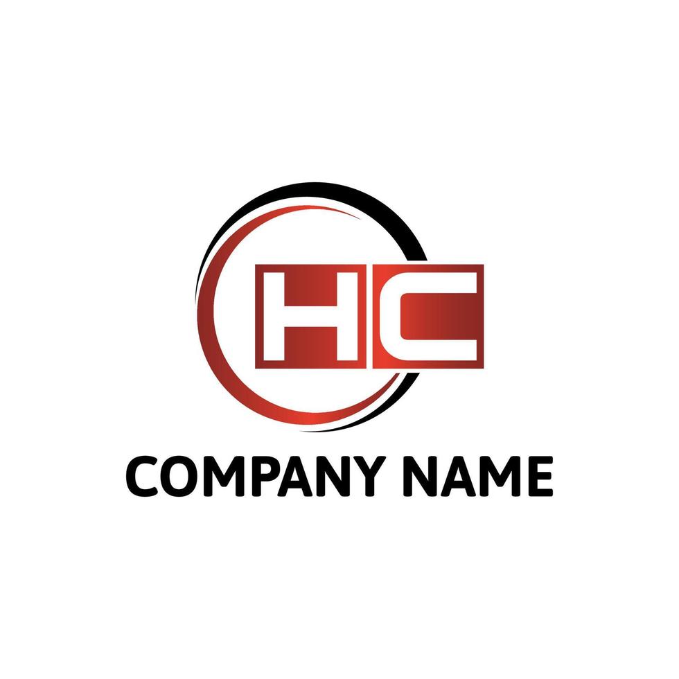 letra inicial abstrata hc. modelo de design de logotipo profissional na moda mínimo incrível. logotipo da carta vetorial com cor vermelha e preta. vetor