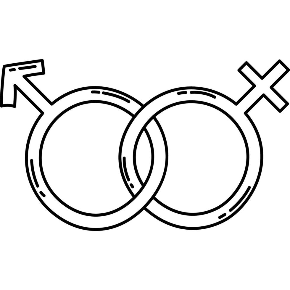 ícone de homens e mulheres. doddle desenhado à mão ou estilo de ícone de contorno preto. ícone do vetor
