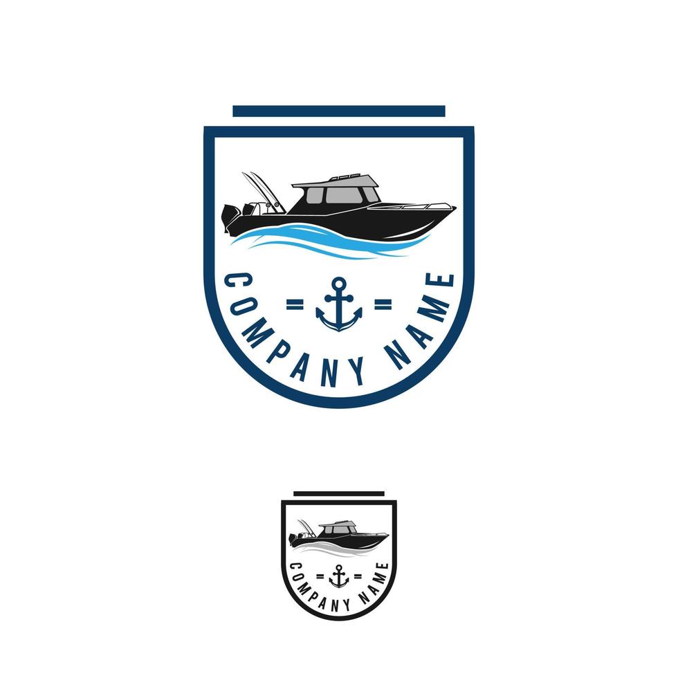 coleção de logotipo de pesca com pescador em barco de peixe, modelo de logotipo de barco de pesca. ilustração vetorial eps.10 vetor