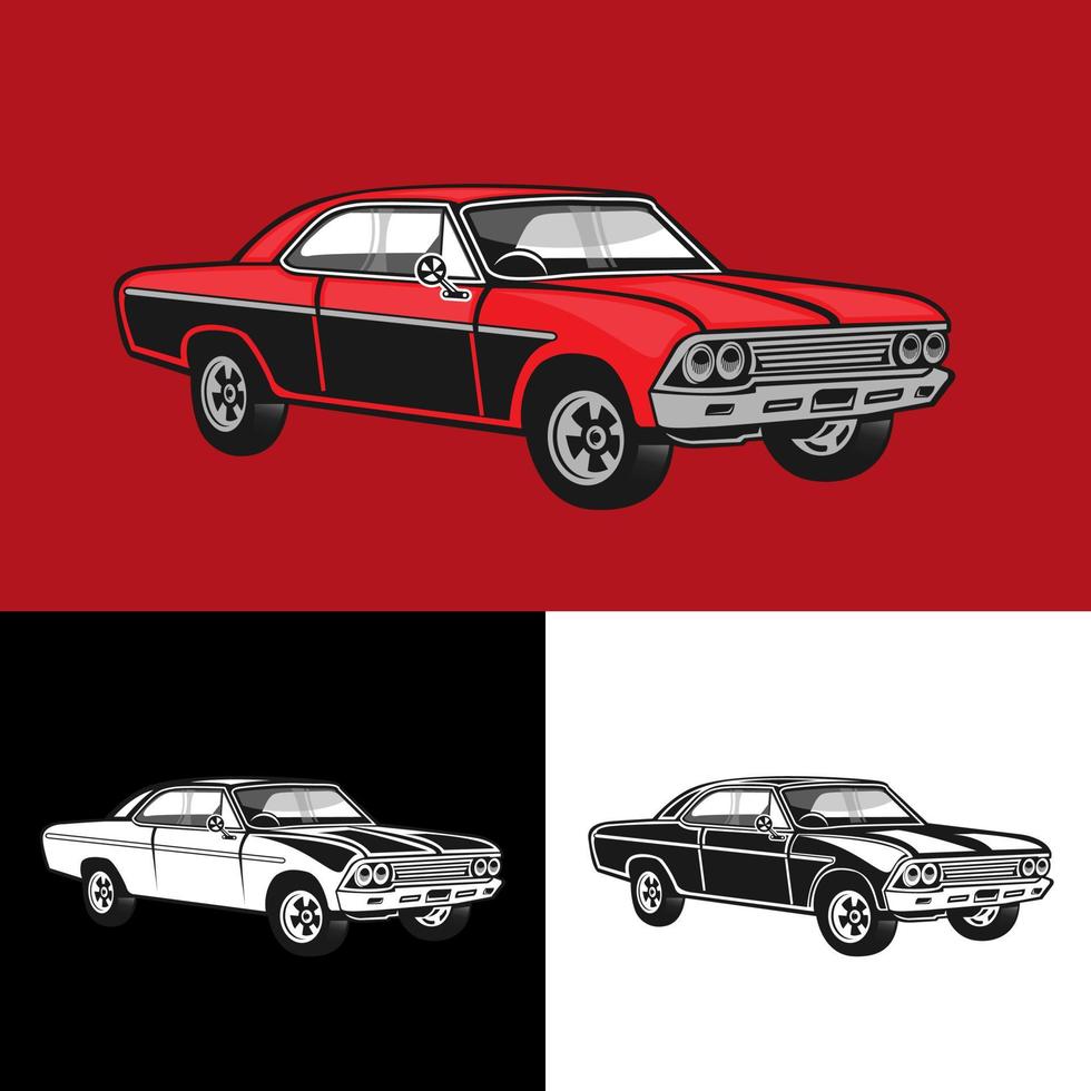 conjunto de logotipo de muscle car clássico, emblemas e distintivos isolados no fundo. velho carro americano dos anos 60. vetor