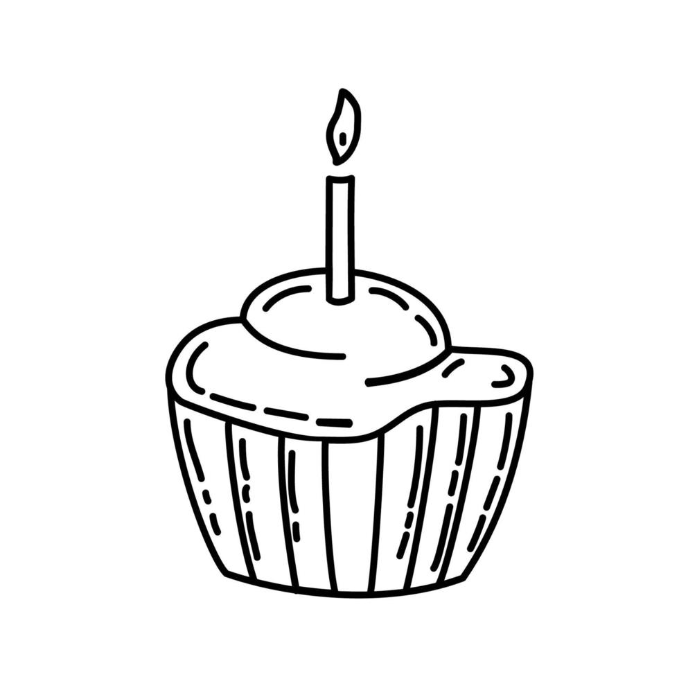 ícone de muffin. estilo de ícone de contorno preto desenhado à mão doddle vetor