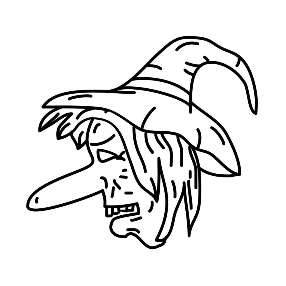 ícone de chapéu de bruxa. doodle desenhado à mão ou estilo de ícone de contorno preto vetor