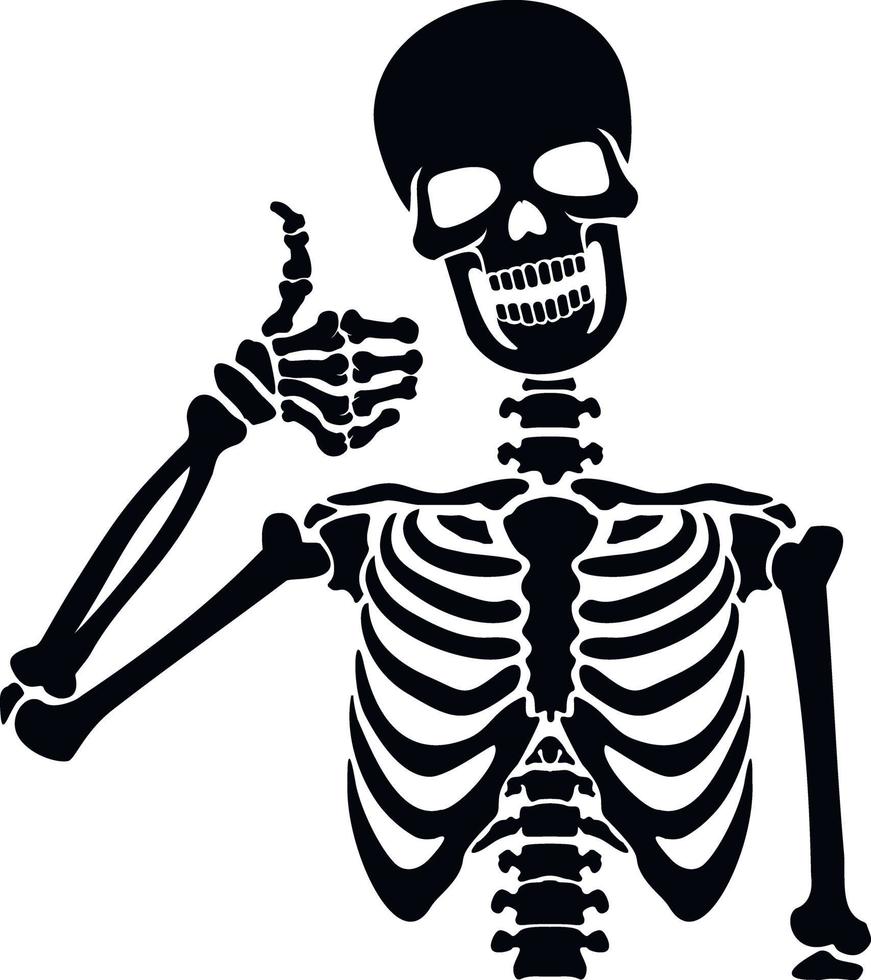 esqueleto de estêncil com sinal de mão vetor