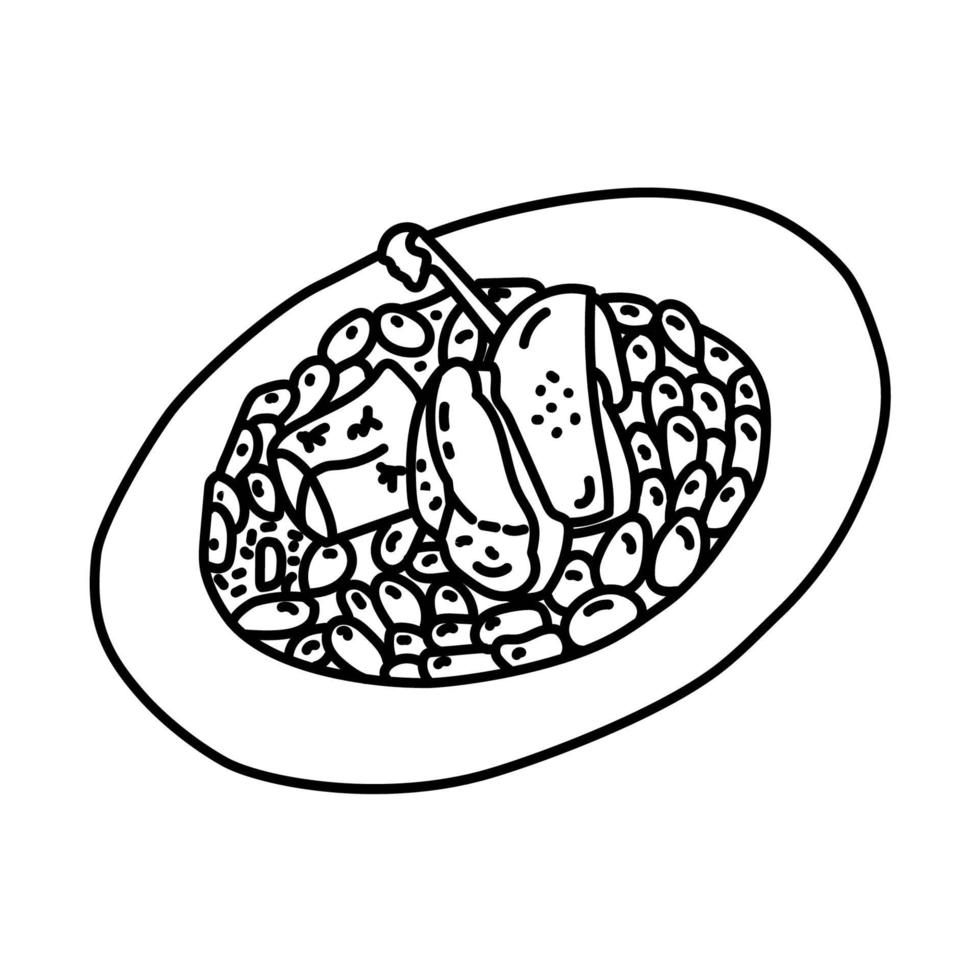 ícone do cassoulet. doodle desenhado à mão ou estilo de contorno vetor
